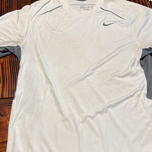 Nike Men's Gray and White Dri-FIT Tee